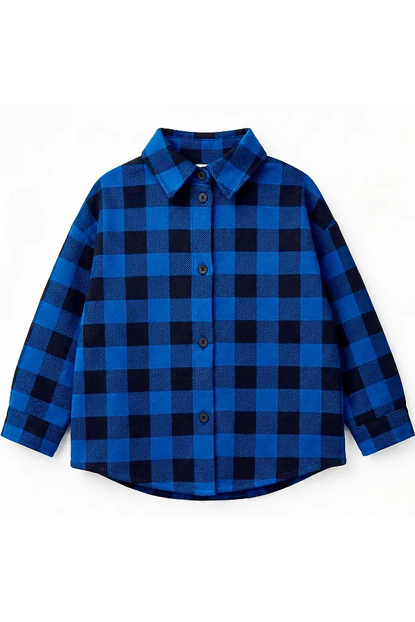 Рубашка футер 2х нитка начес YOULALA, синий - фото 1