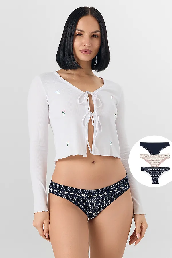 Трусы женские (3шт.) MARK FORMELLE, олени на синем - фото 1