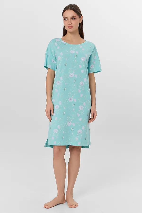Сорочка ночная женская MARK FORMELLE, цветы на мятном - фото 1
