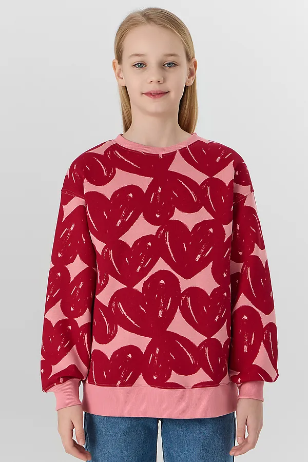 Джемпер для девочек MARK FORMELLE, сердечки на розовом - фото 1