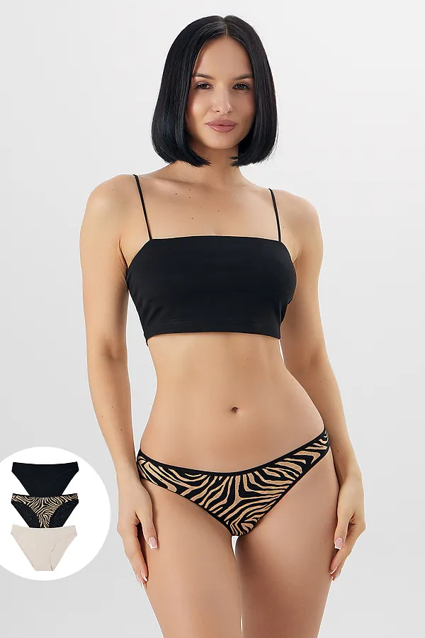 Трусы женские (3шт.) MARK FORMELLE, анималистичный принт на бежевом - фото 1