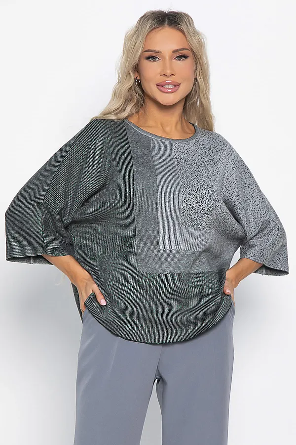 Джемпер Орлеан LADY TAIGA, серый/изумруд - фото 1