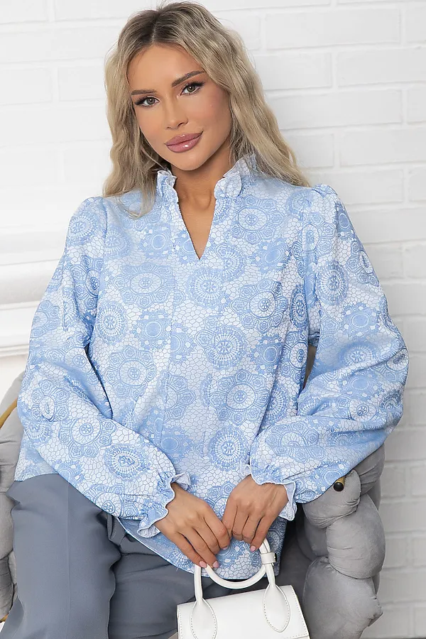 Блуза Доменика LADY TAIGA, бело-голубая - фото 1