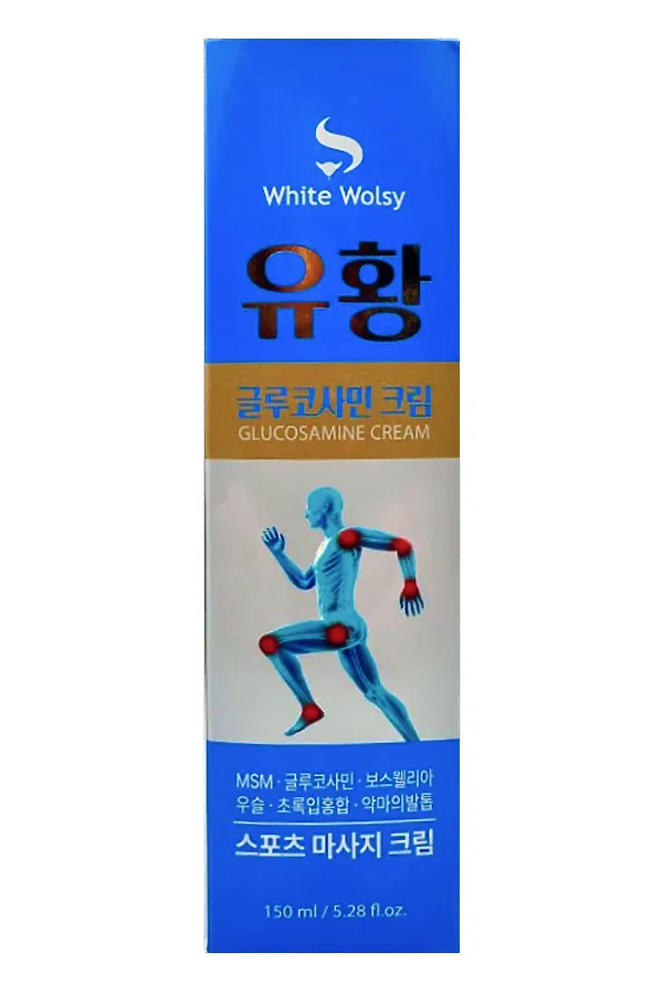 White Wolsy Спортивный массажный крем расслабляющий c глюкозамином / Glucosamine Cream, 150 мл KRISTALLER, - - фото 1