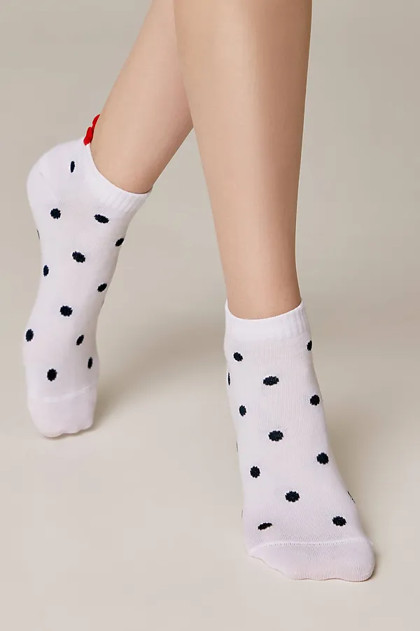 Носки женские CONTE Короткие хлопковые носки в горошек CONTE ELEGANT, white - фото 1