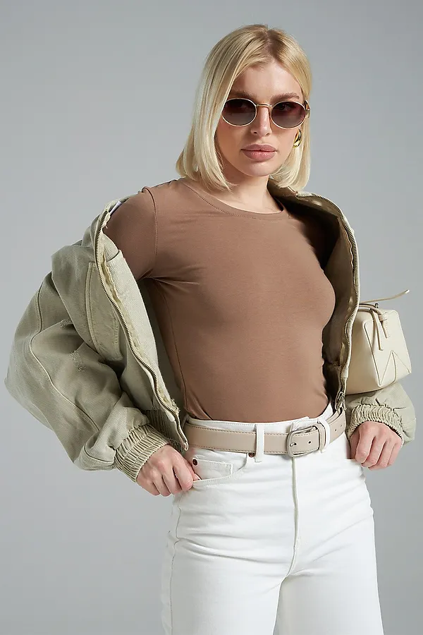 Лонгслив повседневный skims НАТАЛИ, мокко - фото 1