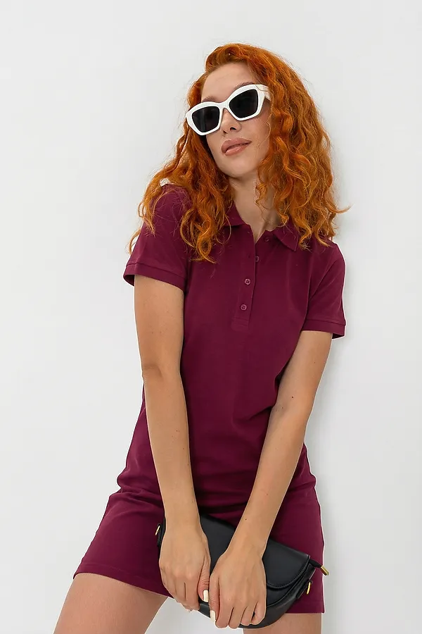 Платье 14413 поло НАТАЛИ, винный - фото 1