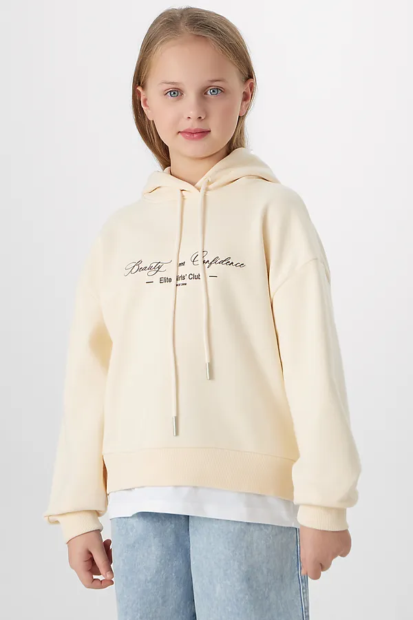 Худи для девочек MARK FORMELLE, пломбир +печать - фото 1