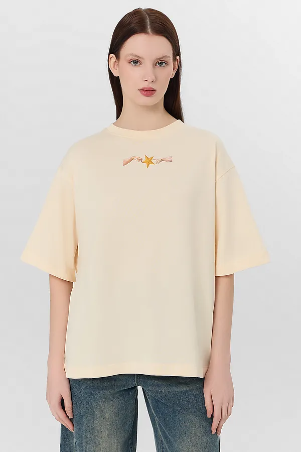 Футболка женская MARK FORMELLE, сливочное масло +печать - фото 1