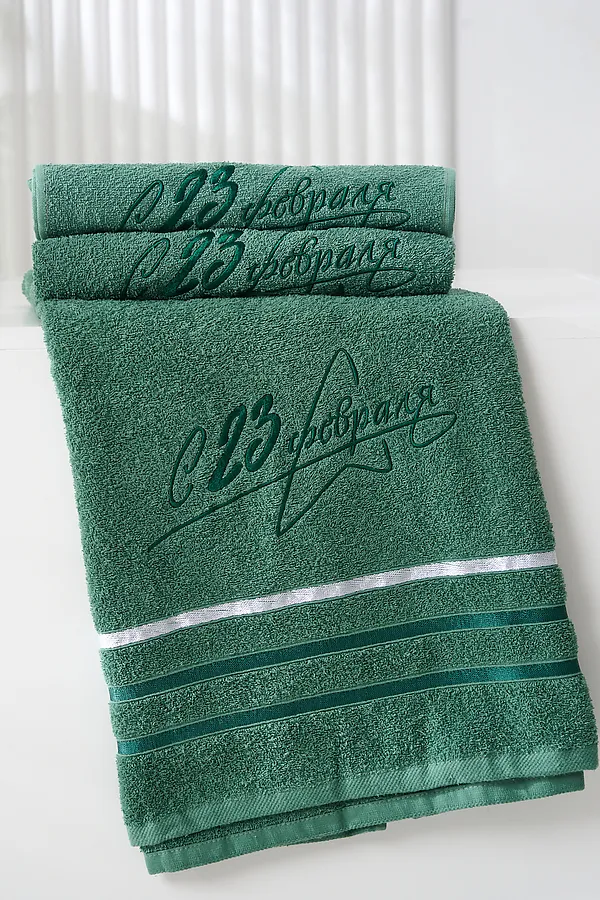 Полотенце 14418/13 23 февраля плотность 350гр НАТАЛИ, зеленый - фото 1