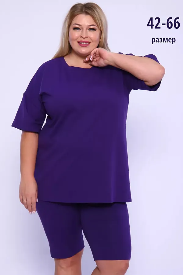 Костюм с велосипедками КЖ-002 НАТАЛИ, фиолетовый - фото 1