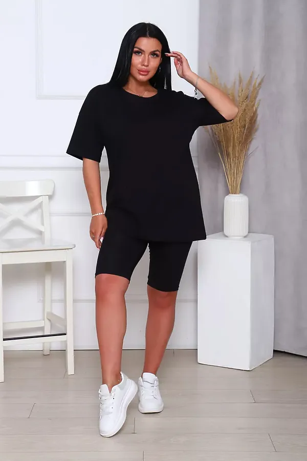 Костюм с велосипедками КЖ-002 НАТАЛИ, черный - фото 1