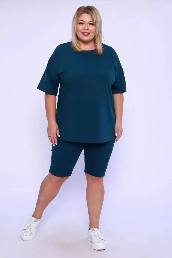 Костюм с велосипедками КЖ-002 НАТАЛИ, изумрудный - фото 1