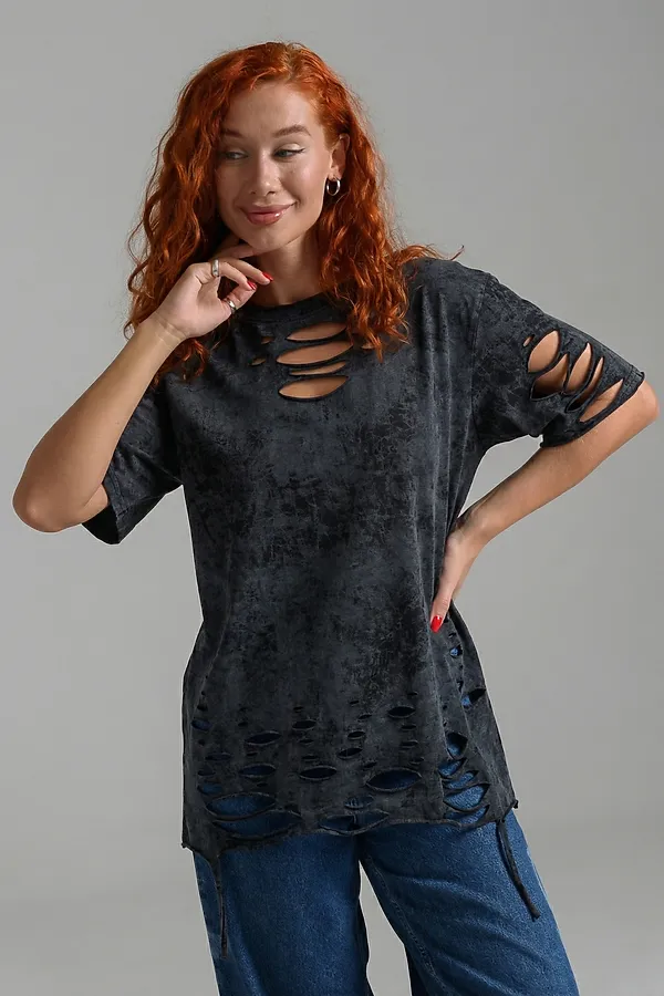 Футболка 7475 НАТАЛИ, черный винтаж - фото 1