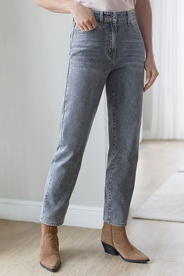 Джинсы дудочки из эластичного облегченного денима VILATTE, серый - фото 1