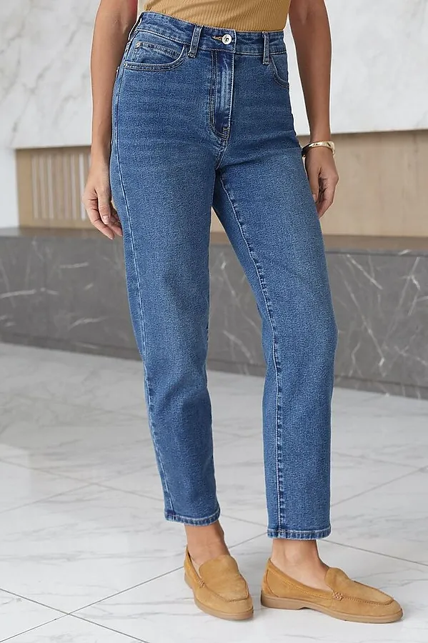 Джинсы дудочки из эластичного облегченного денима VILATTE, синий - фото 1