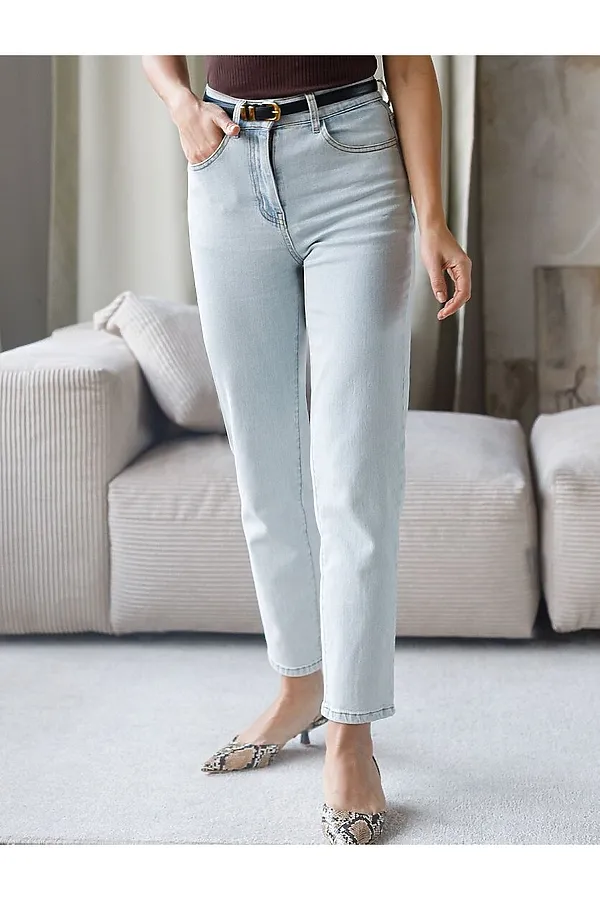 Джинсы mom-fit  из эластичного облегченного денима VILATTE, св.голубой - фото 1