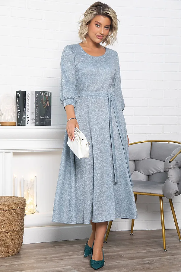 Платье трикотажное Ирина НЬЮ LADY TAIGA, голубой меланж - фото 1