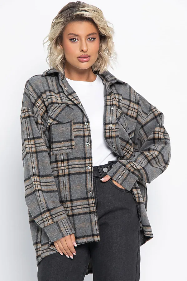 Пальто-рубашка Хармони LADY TAIGA, серо-бежевая - фото 1