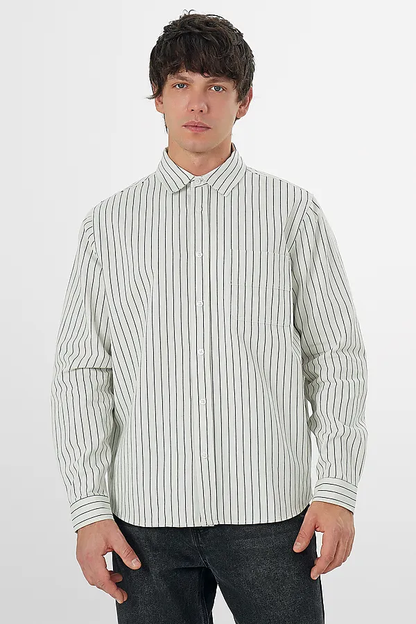 Рубашка мужская MARK FORMELLE, черная полоса на белом - фото 1