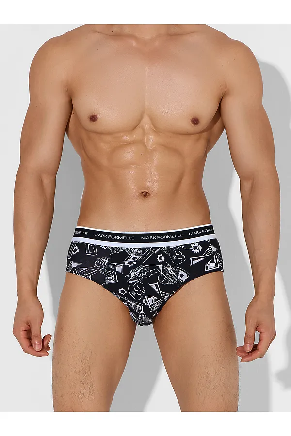 Трусы мужские MARK FORMELLE, пистолеты и деньги на черном - фото 1