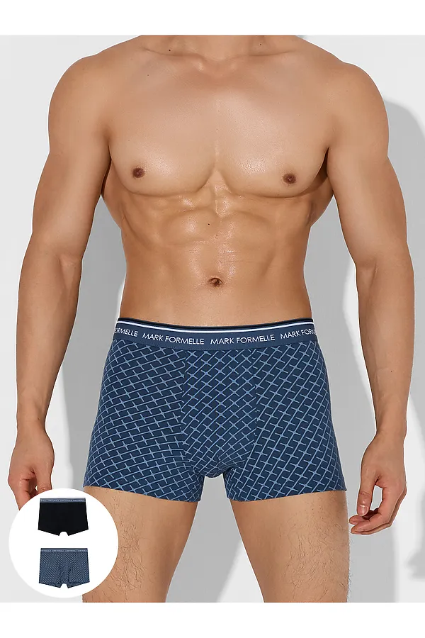Трусы мужские (2шт) MARK FORMELLE, узор на шторме +черный - фото 1