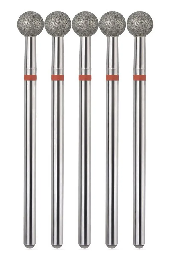 Manita Professional Фреза алмазная шар для аппаратного маникюра 856.104.001.048.050 ФАШ-5,0М, красная насечка, ø 5 мм, 5 шт. KRISTALLER, - - фото 1