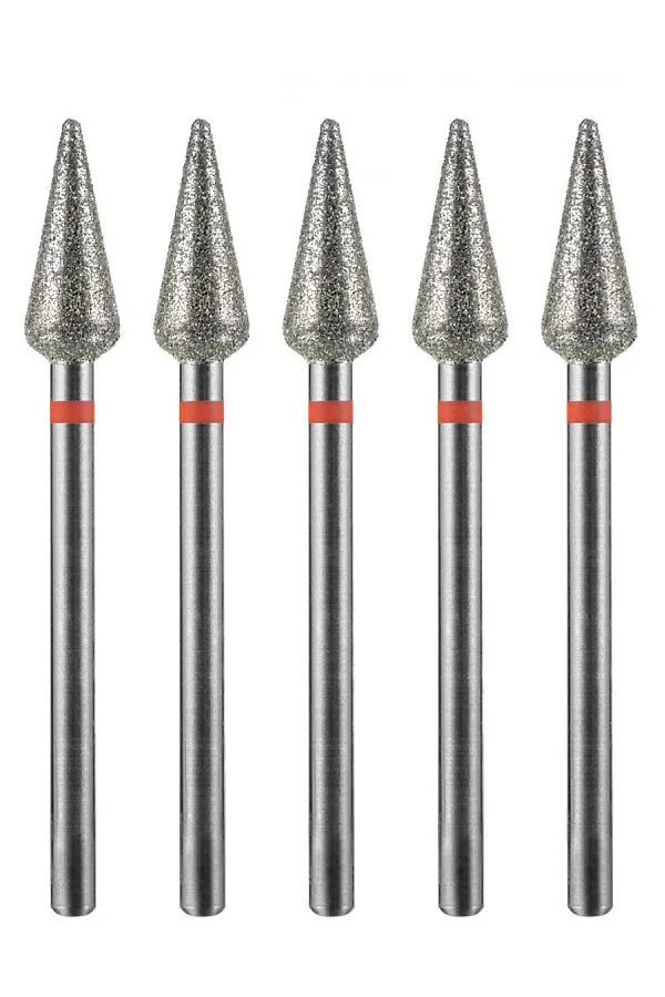 Manita Professional Фреза алмазная капля большая для аппаратного маникюра 856.104.260.125.050 ФАК-5,0 12,5М, красная насечка, ø 5,0 мм, 5 шт. KRISTALLER, - - фото 1