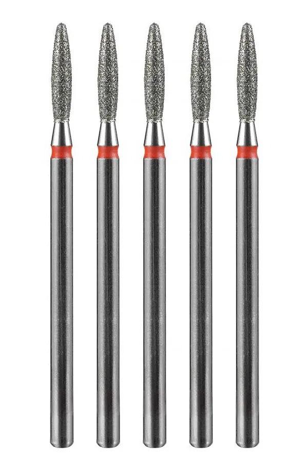 Manita Professional Фреза алмазная пламя тупое для аппаратного маникюра 856.104.244.100.021 ФАПЗ-2,1 10М, красная насечка, ø 2,1 мм, 5 шт. KRISTALLER, - - фото 1