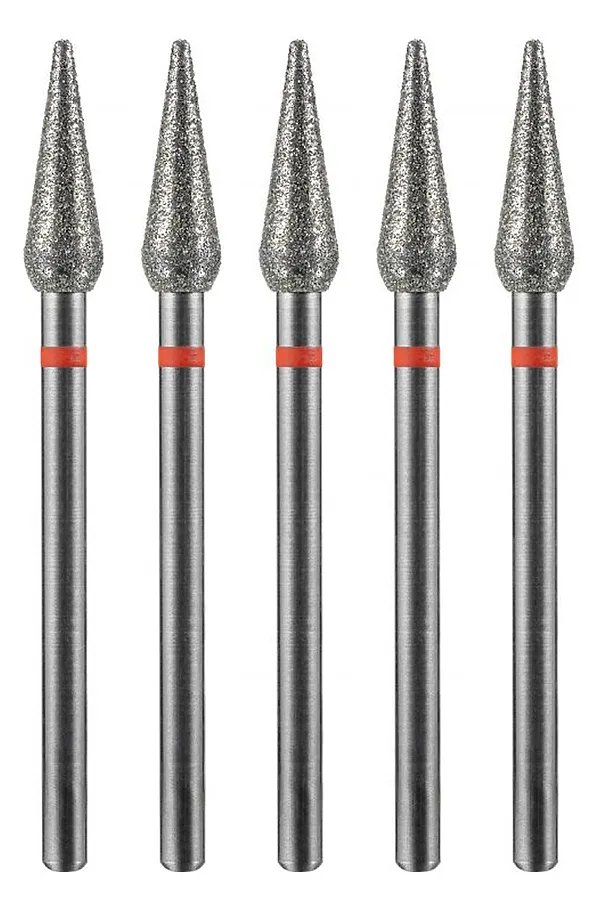 Manita Professional Фреза алмазная капля большая для аппаратного маникюра 856.104.260.120.040 ФАК-4,0 12М, красная насечка, ø 4,0 мм, 5 шт. KRISTALLER, - - фото 1