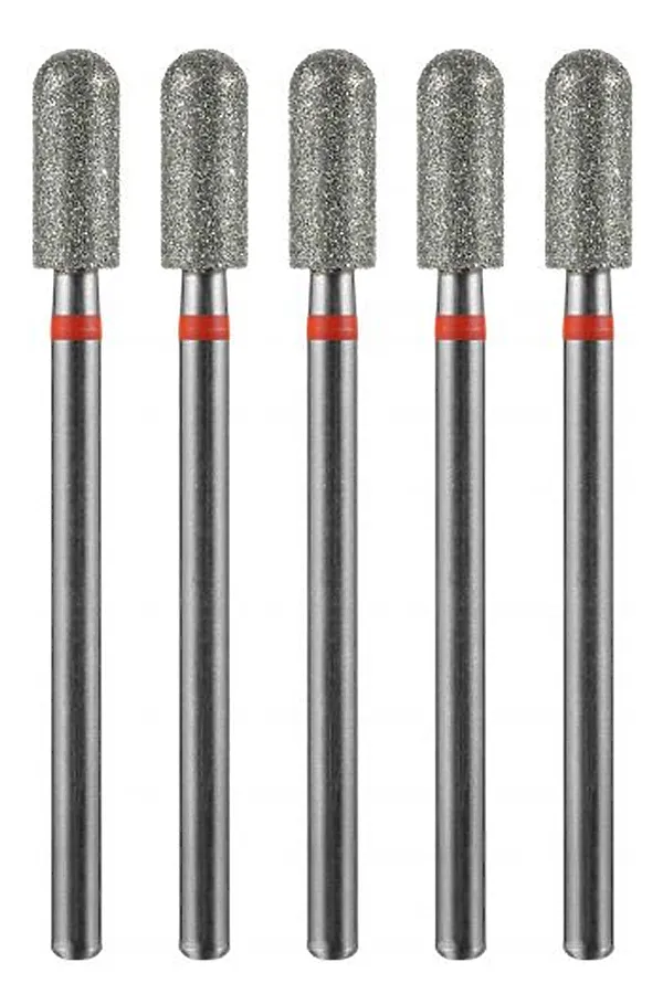 Manita Professional Фреза алмазная цилиндр закругленный для аппаратного маникюра 856.104.141.090.040 ФАЦС-4,0 9М, красная насечка, ø 4,0 мм, 5 шт. KRISTALLER, - - фото 1