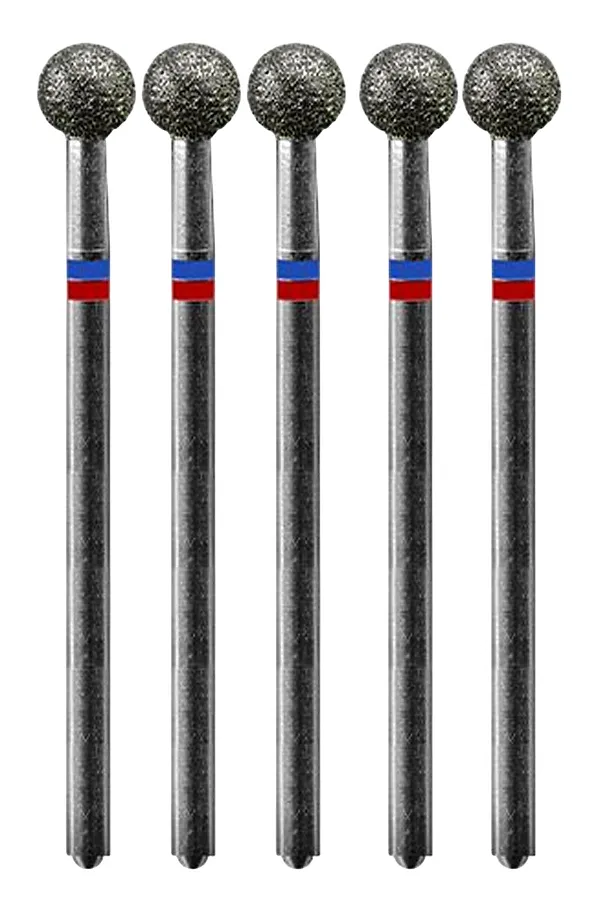Manita Professional Фреза алмазная шар для аппаратного маникюра 866.104.001.048.050 ФАШ-5,0MC, сине-красные насечки, ø 5 мм, 5 шт. KRISTALLER, - - фото 1