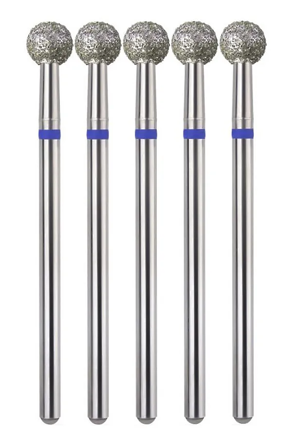 Manita Professional Фреза алмазная шар для аппаратного маникюра 866.104.001.048.050 ФАШ-5C, синяя насечка, ø 5 мм, 5 шт. KRISTALLER, - - фото 1