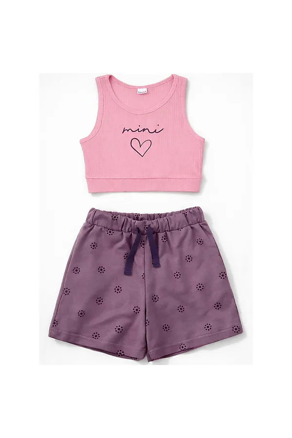 Комплект топ лапша, шорты кулирка YOULALA, розовый - фото 1