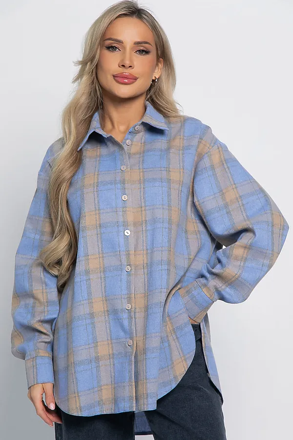 Рубашка Дэлли LADY TAIGA, бежево-голубая - фото 1