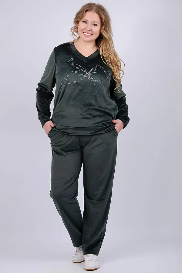 Костюм с брюками Велюр НАТАЛИ, графит - фото 1