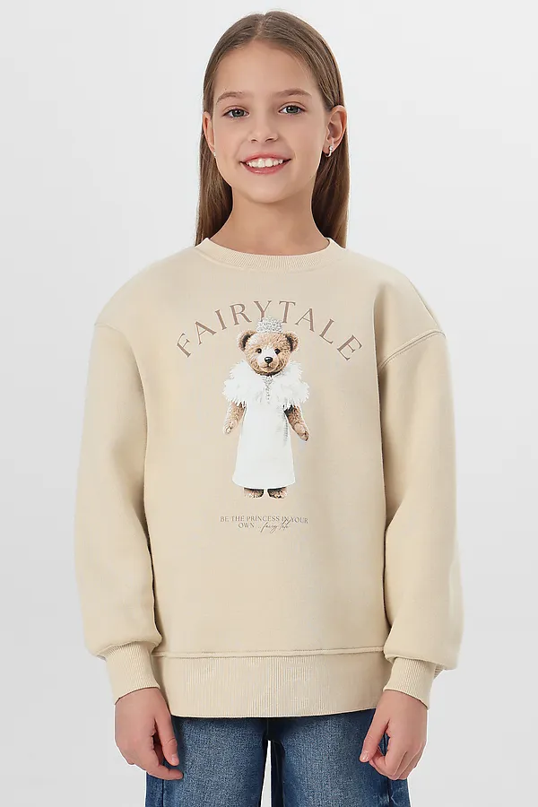 Джемпер для девочек MARK FORMELLE, св.бежевый +печать - фото 1