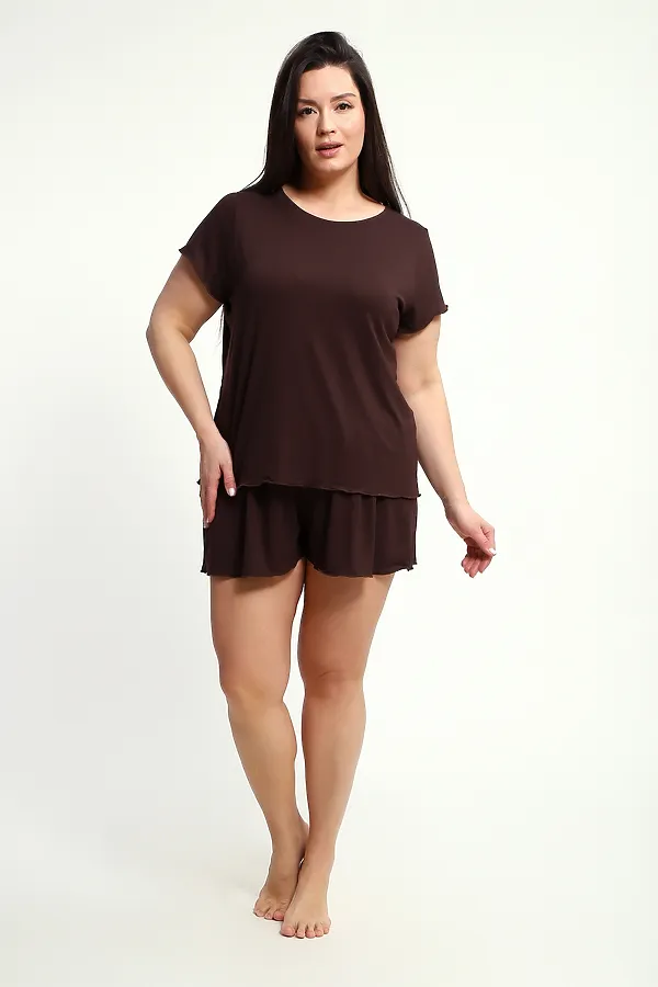 Пижама с шортами ПЖ-010 НАТАЛИ, кофе - фото 1