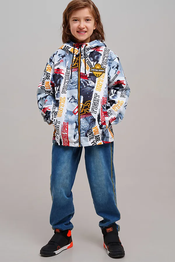Куртка текстильная с полиуретановым покрытием для мальчиков (ветровка) PLAYTODAY, разноцветный - фото 1