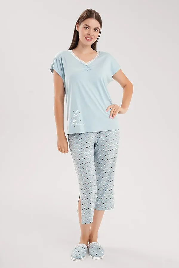 Комплект (Футболка+Бриджи) CLEVER, св.голубой/молочный - фото 1