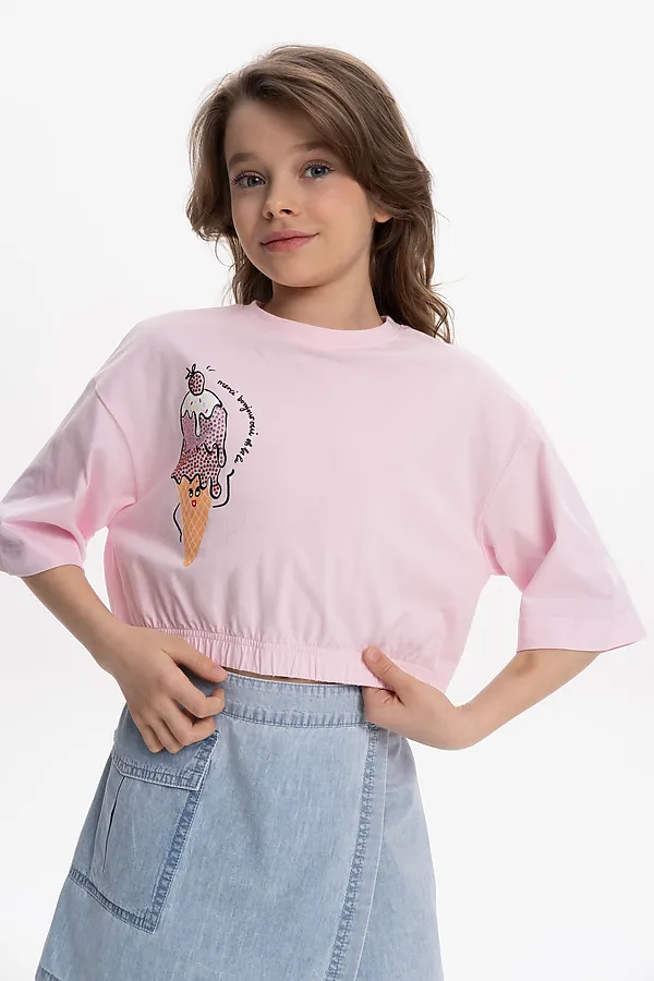 Футболка-топ для девочек PELICAN, бледно-розовый - фото 1