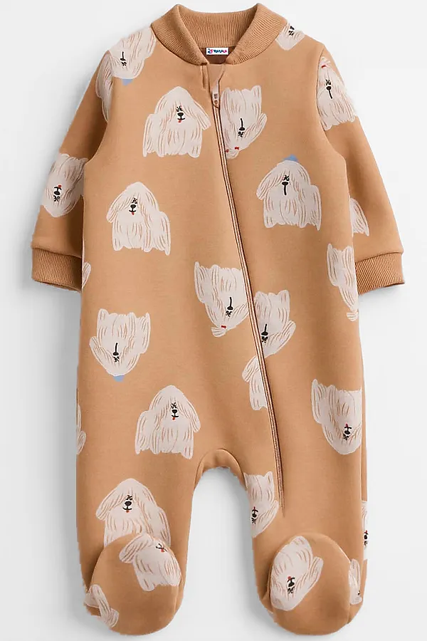 Комбинезон футер 3х нитка начес YOULALA, коричневый - фото 1