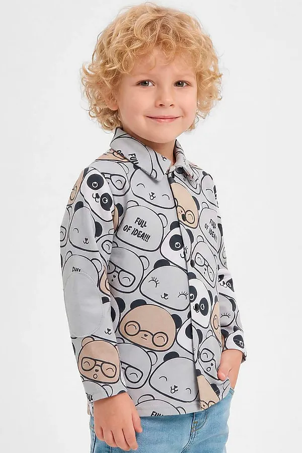 Рубашка футер 2х нитка начёс YOULALA, серый - фото 1