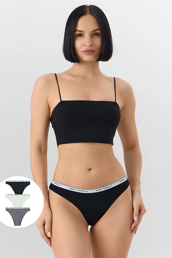 Трусы женские (3шт.) MARK FORMELLE, т.серый меланж 4348-f +мятный +черный - фото 1