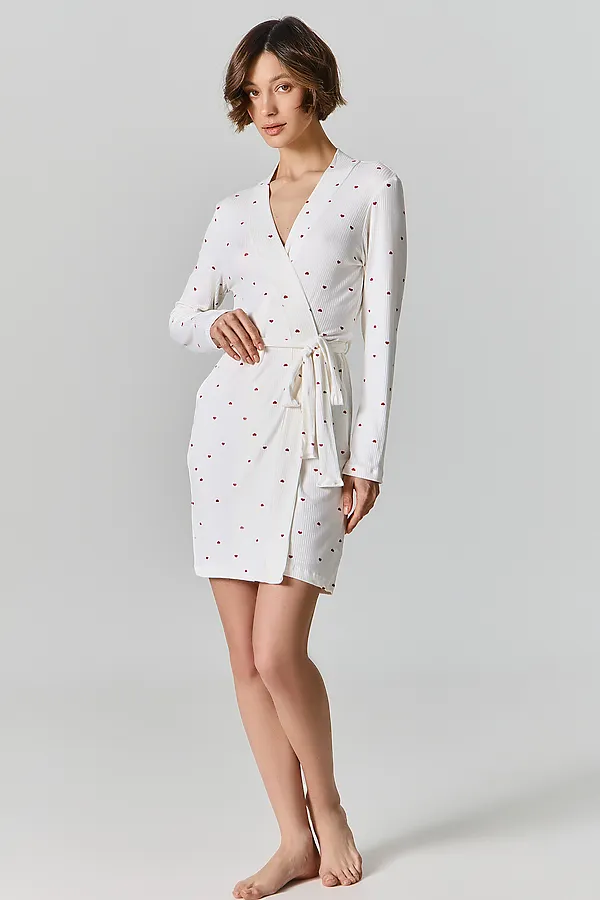 Халат женский MARK FORMELLE, сердечки на белом - фото 1