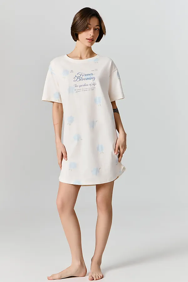 Сорочка ночная женская MARK FORMELLE, цветы на молочном1 - фото 1