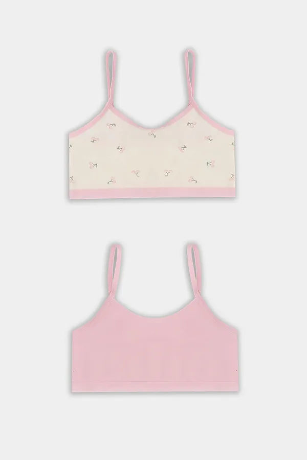 Топ для девочек (2шт.) MARK FORMELLE, персиковые вишенки на молочном +розовый - фото 1