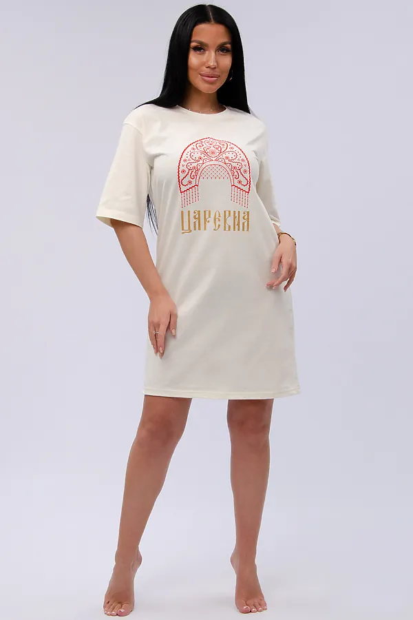 Сорочка Царевна НАТАЛИ, молоко - фото 1