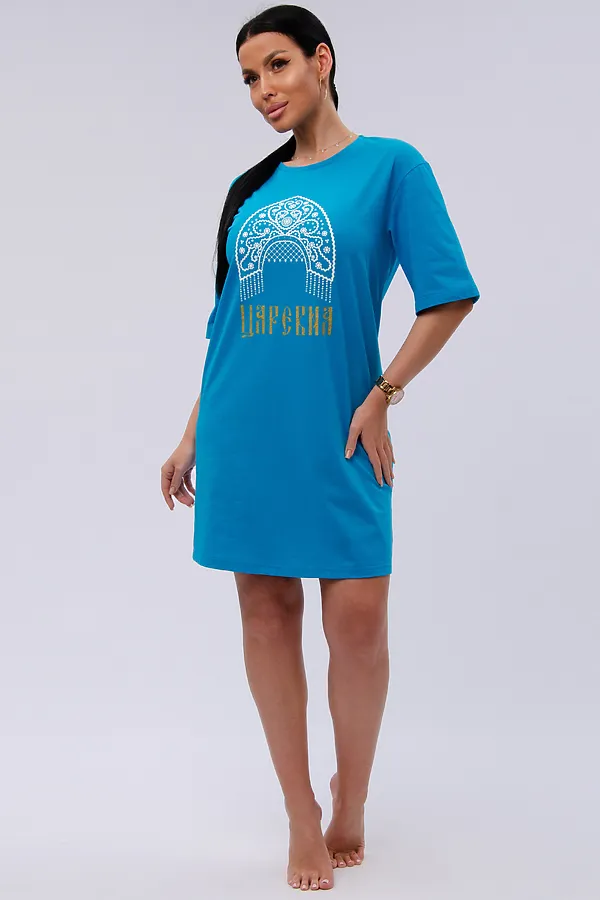 Сорочка Царевна НАТАЛИ, синяя - фото 1