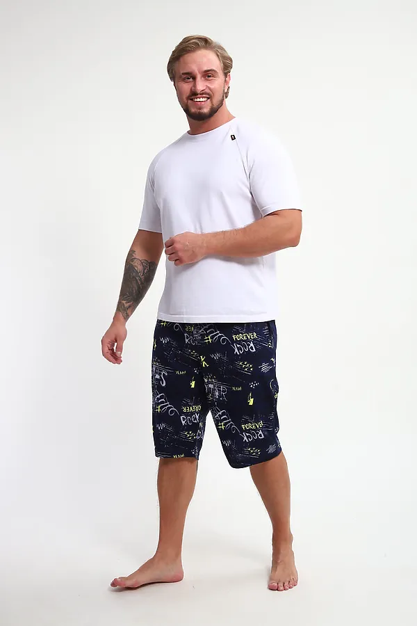 Шорты ШМ-03 НАТАЛИ, синий/желтый/белый буквы star - фото 1